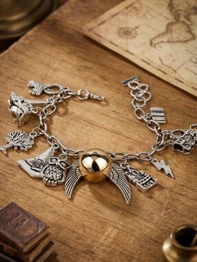 Harry Potter Magical Charm Bracelet Silver Tone Golden Snitch Owl & Hogwarts